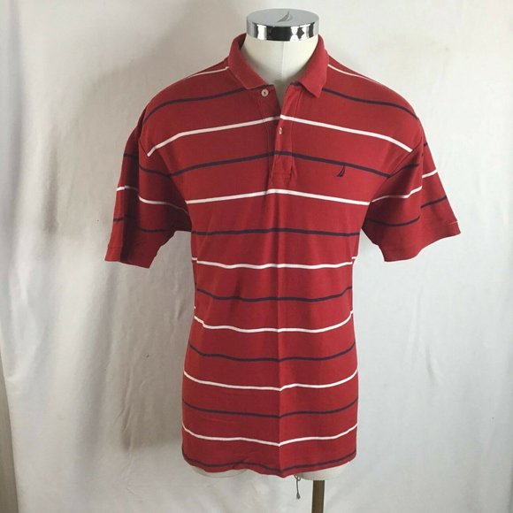 Nautica Men's Shirt Maroon Striped Short Sleeve Slim Fit Size XXL - Picture 1 of 10